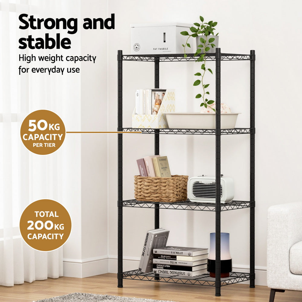 4-Tier Shelving Unit Adjustable Garage Storage Shelves Kitchen Rack Steel