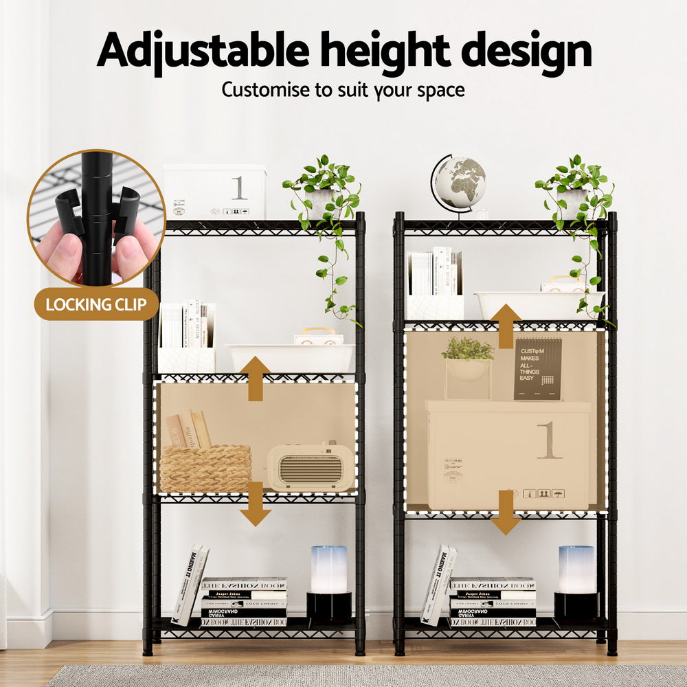 4-Tier Shelving Unit Adjustable Garage Storage Shelves Kitchen Rack Steel