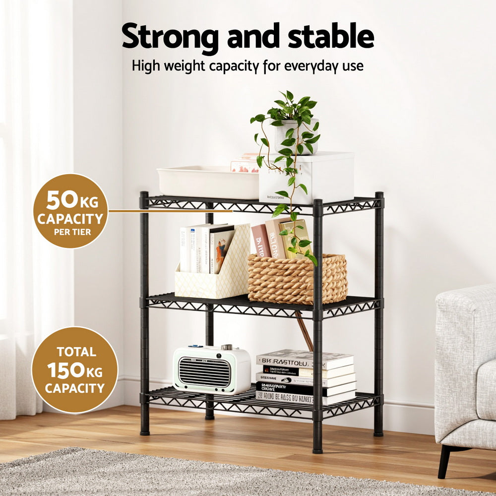 3-Tier Shelving Unit Adjustable Garage Storage Shelves Kitchen Rack Steel