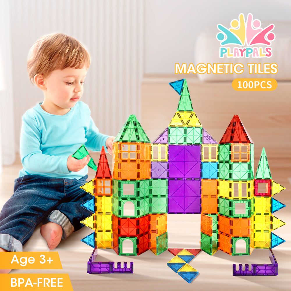 Playpals Kids Magnetic Tiles Blocks Building Educational Toys 100PCS