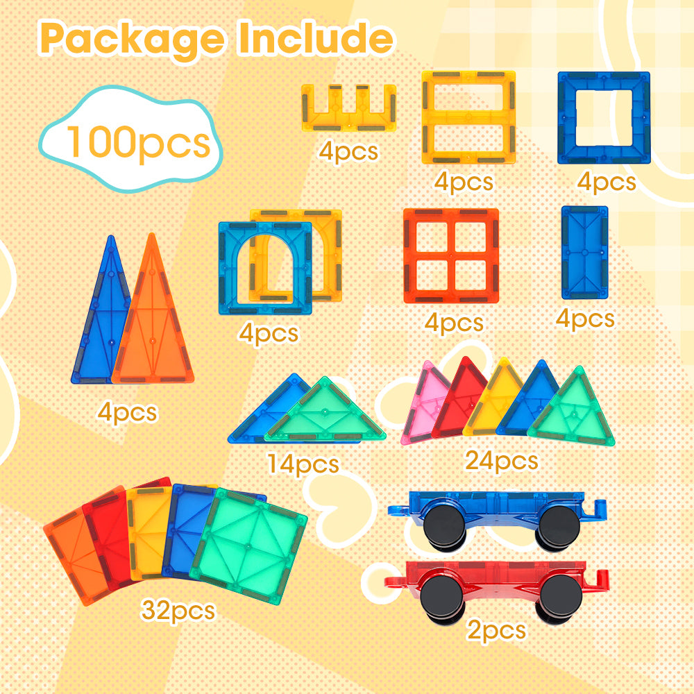 Playpals Kids Magnetic Tiles Blocks Building Educational Toys 100PCS