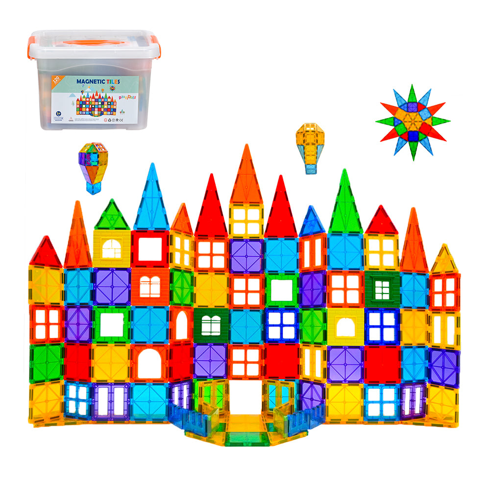 Playpals Kids Magnetic Tiles Blocks Building Educational Toys 120PCS