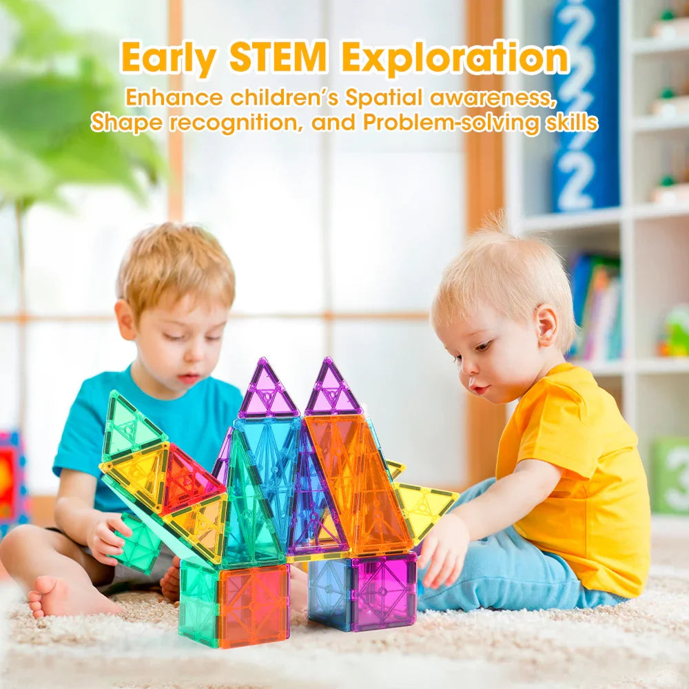 Kids Magnetic Tiles Blocks Building Educational Toys 60PCS