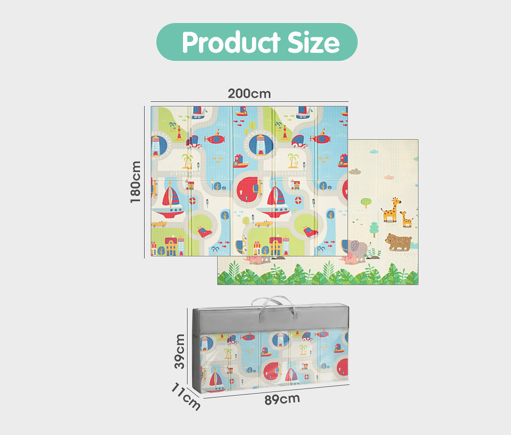 Kids Play Mat Double Folding Pad XPE Foam Non-slip Carpet