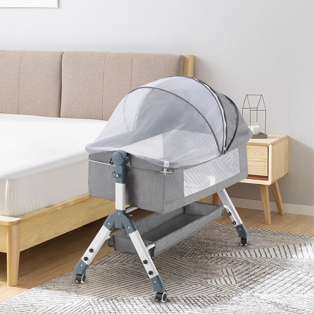 PlayPals Baby Cot Crib Bed Portable Bassinet Bedside Sleeper Adjustable