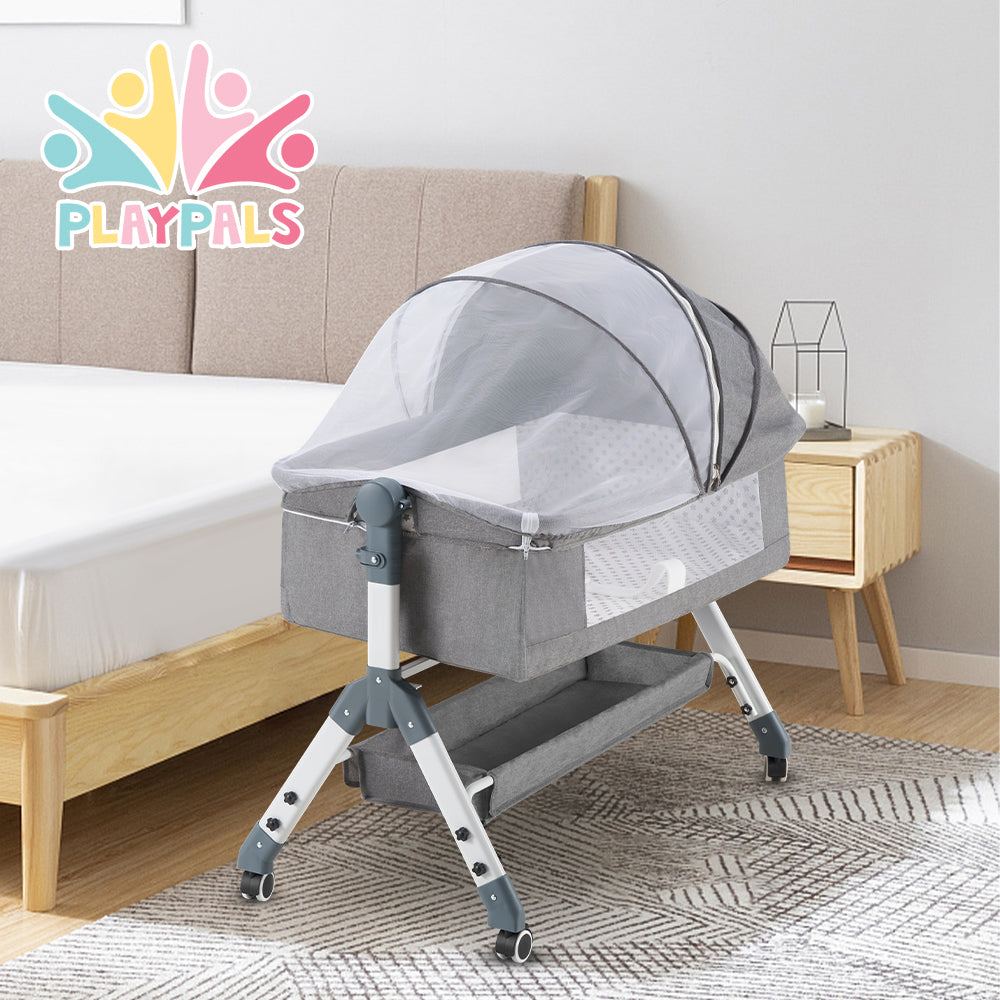 PlayPals Baby Cot Crib Bed Portable Bassinet Bedside Sleeper Adjustable