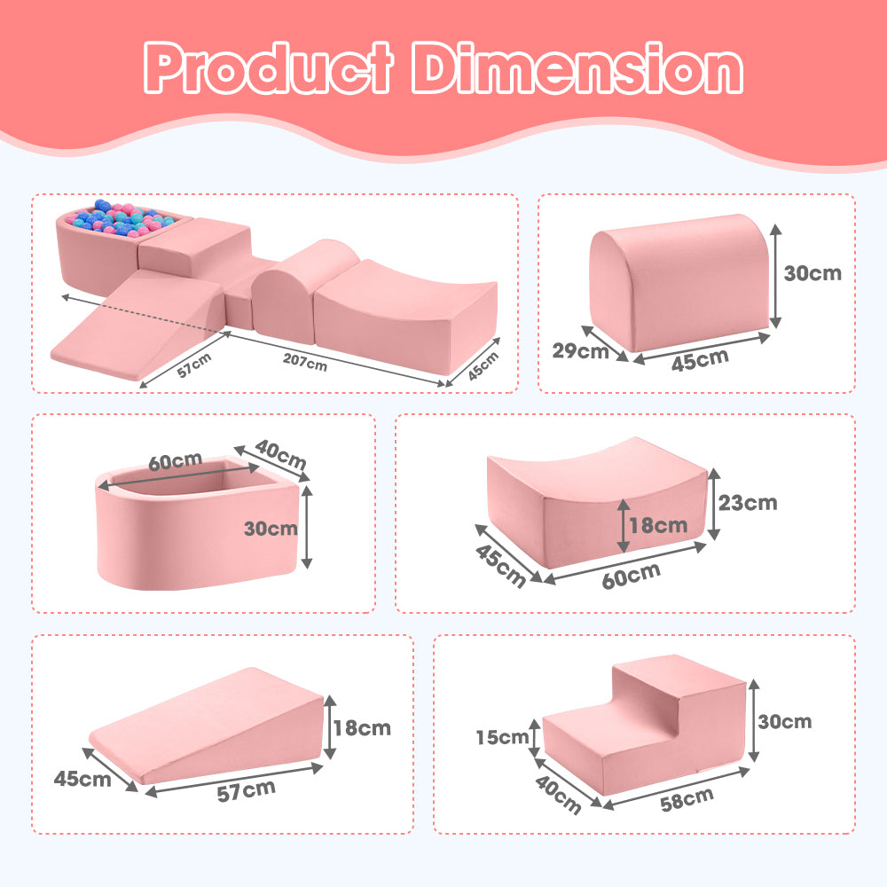 Playpals Kids Climb Crawl Foam Play Set 5PC Pink