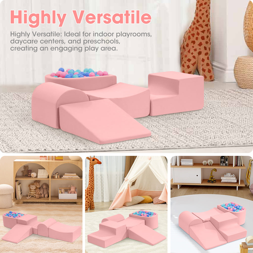 Playpals Kids Climb Crawl Foam Play Set 5PC Pink