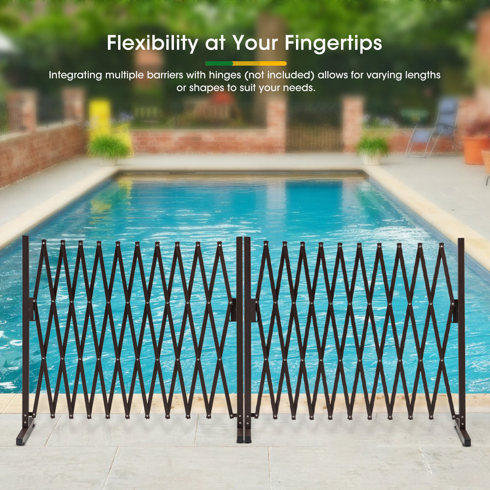 ZUNI Garden Fence Gate Expandable Barrier Indoor Outdoor Brown