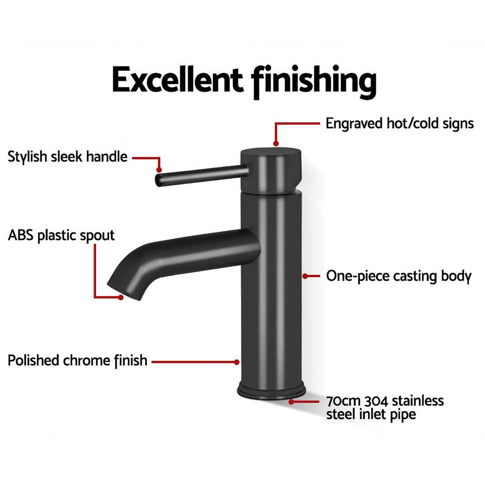 Basin Mixer Tap – Matte Black, WELS 5‑Star 6L/min, 35mm Cartridge