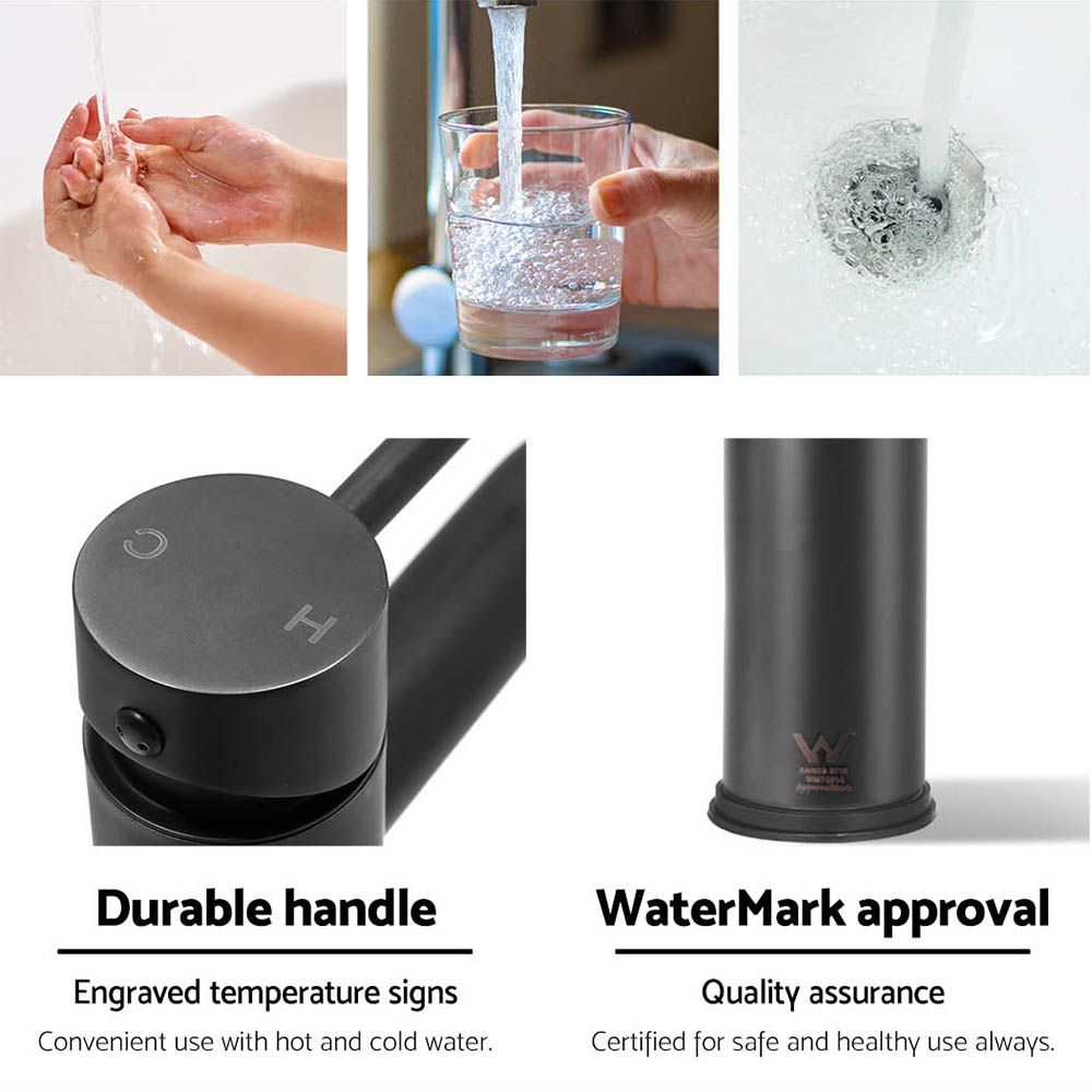 Basin Mixer Tap – Matte Black, WELS 5‑Star 6L/min, 35mm Cartridge
