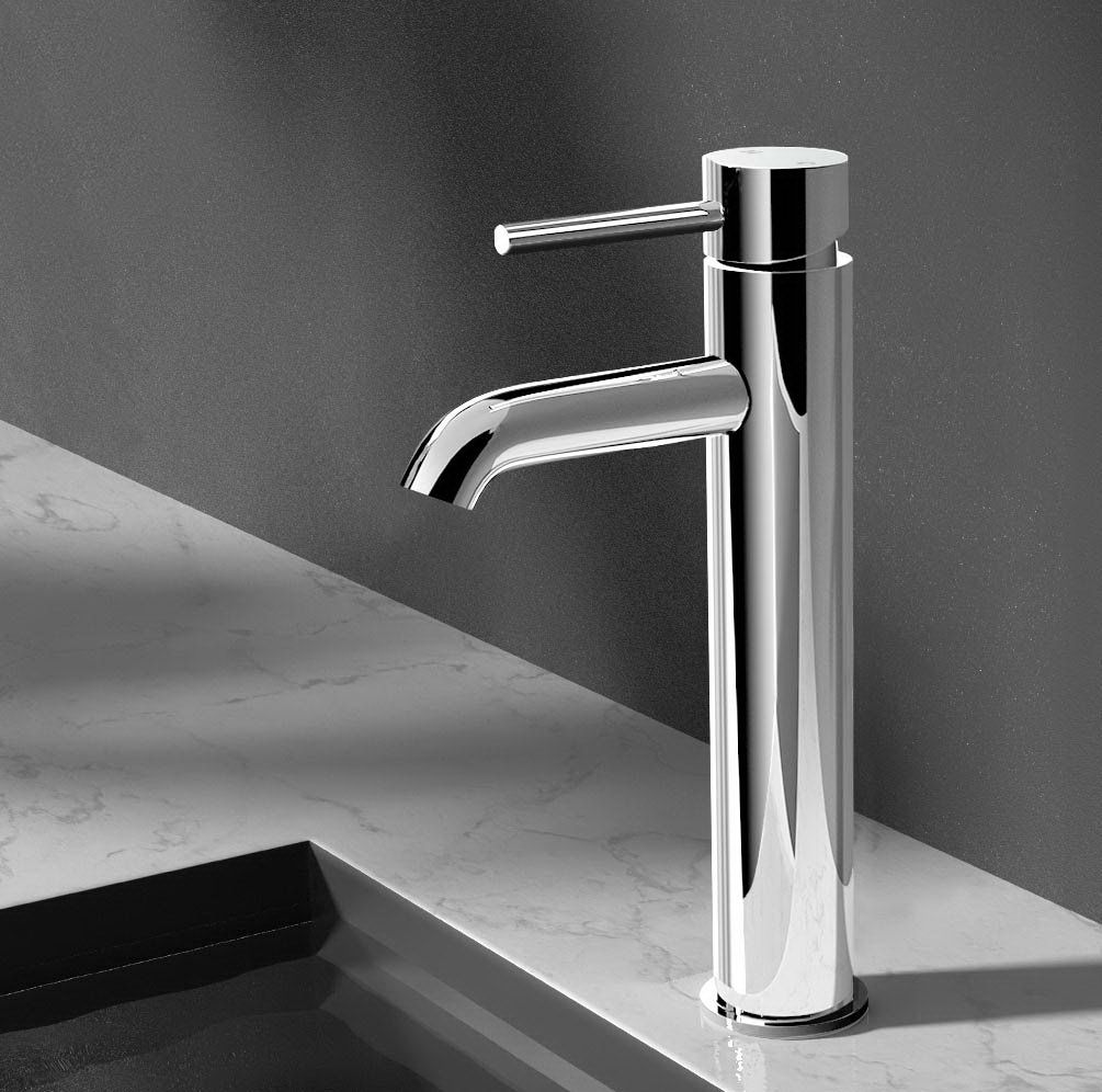Bathroom Basin Mixer Tap Tall Round Faucet Chrome WELS Rated