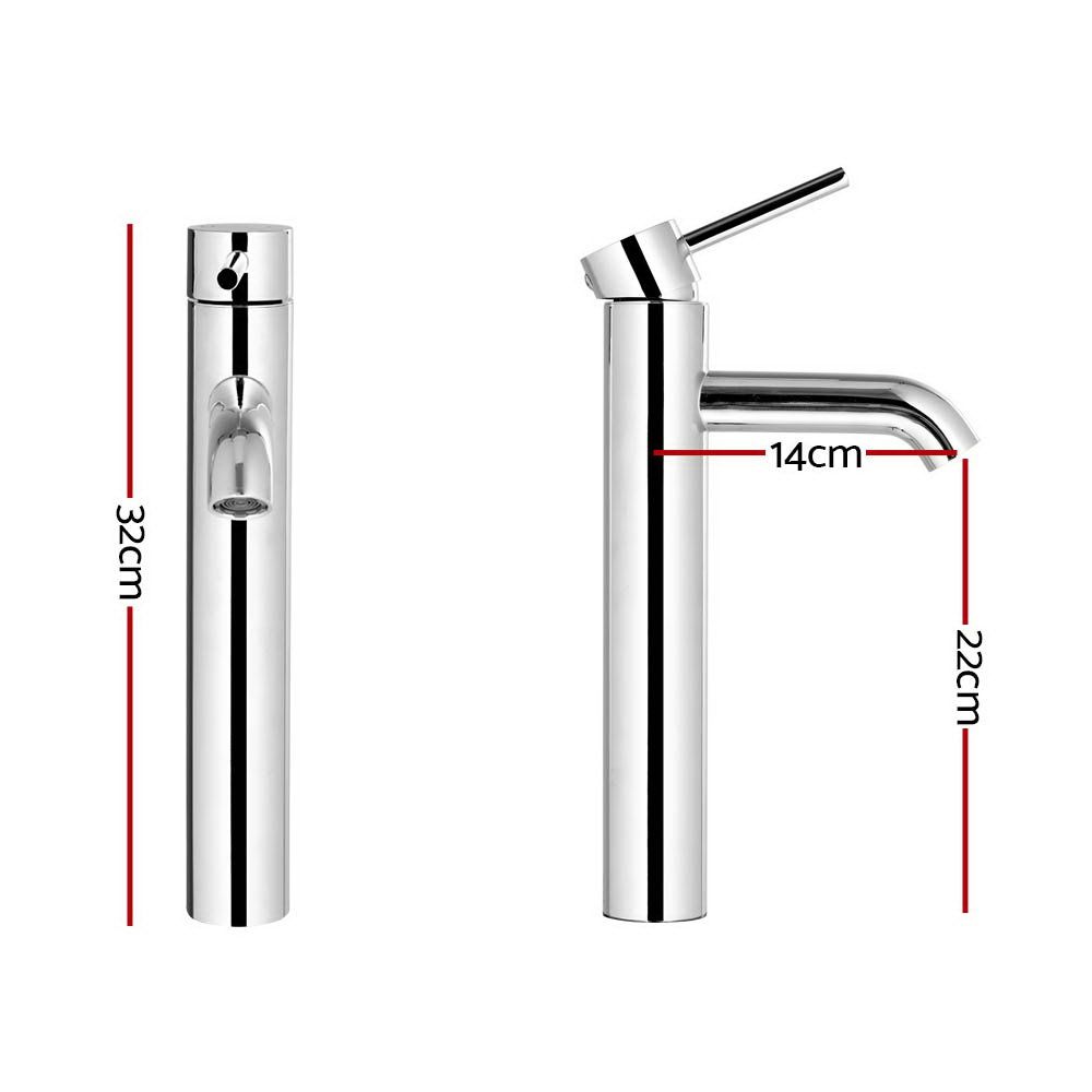 Bathroom Basin Mixer Tap Tall Round Faucet Chrome WELS Rated