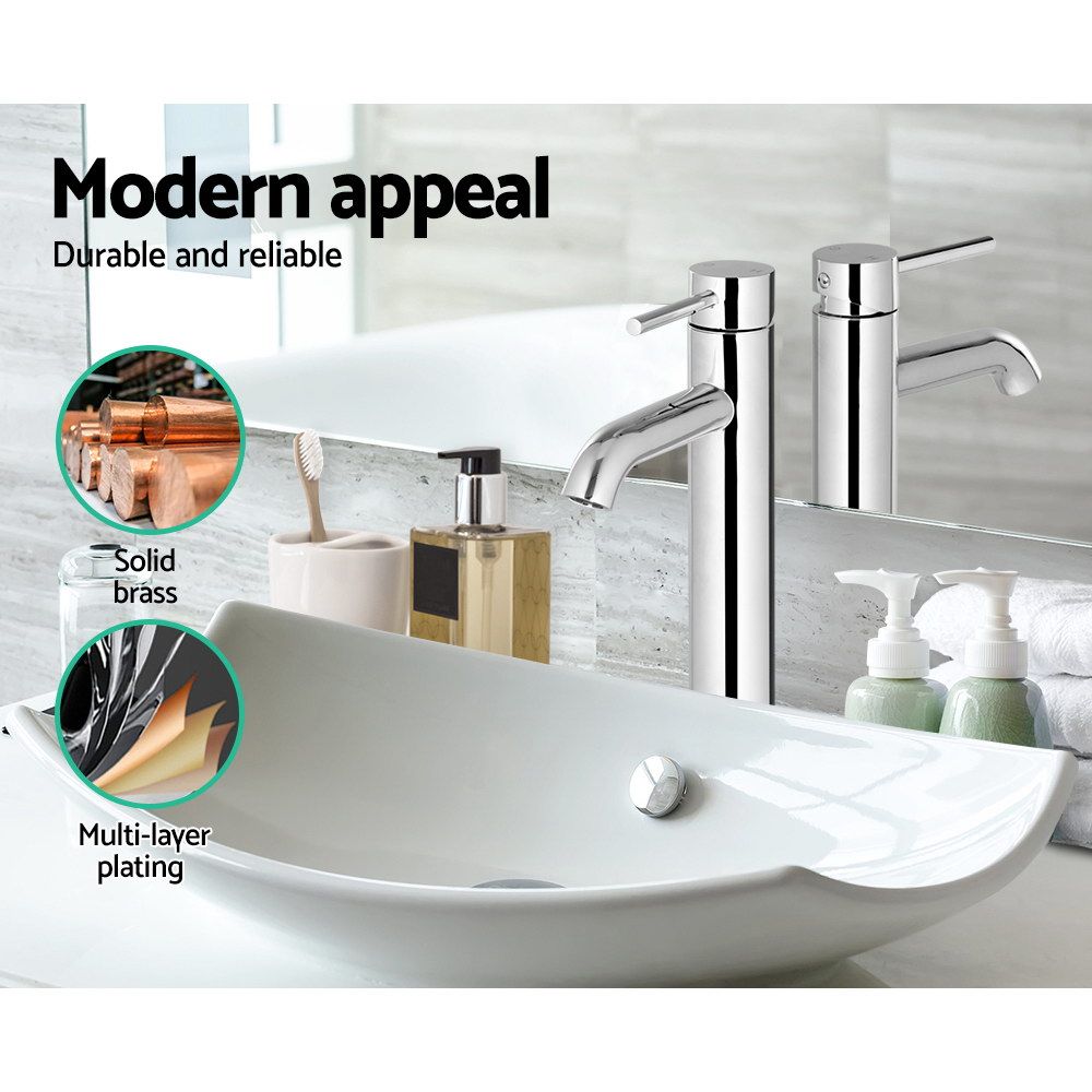 Bathroom Basin Mixer Tap Tall Round Faucet Chrome WELS Rated