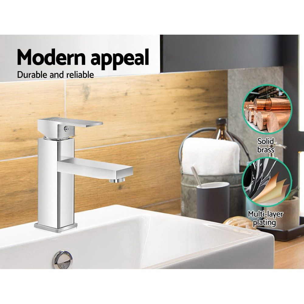 Chrome Basin Mixer Tap Brass Bathroom Sink Faucet with Ceramic Cartridge