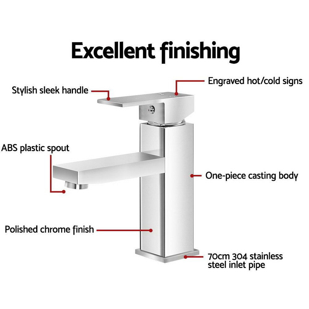 Chrome Basin Mixer Tap Brass Bathroom Sink Faucet with Ceramic Cartridge