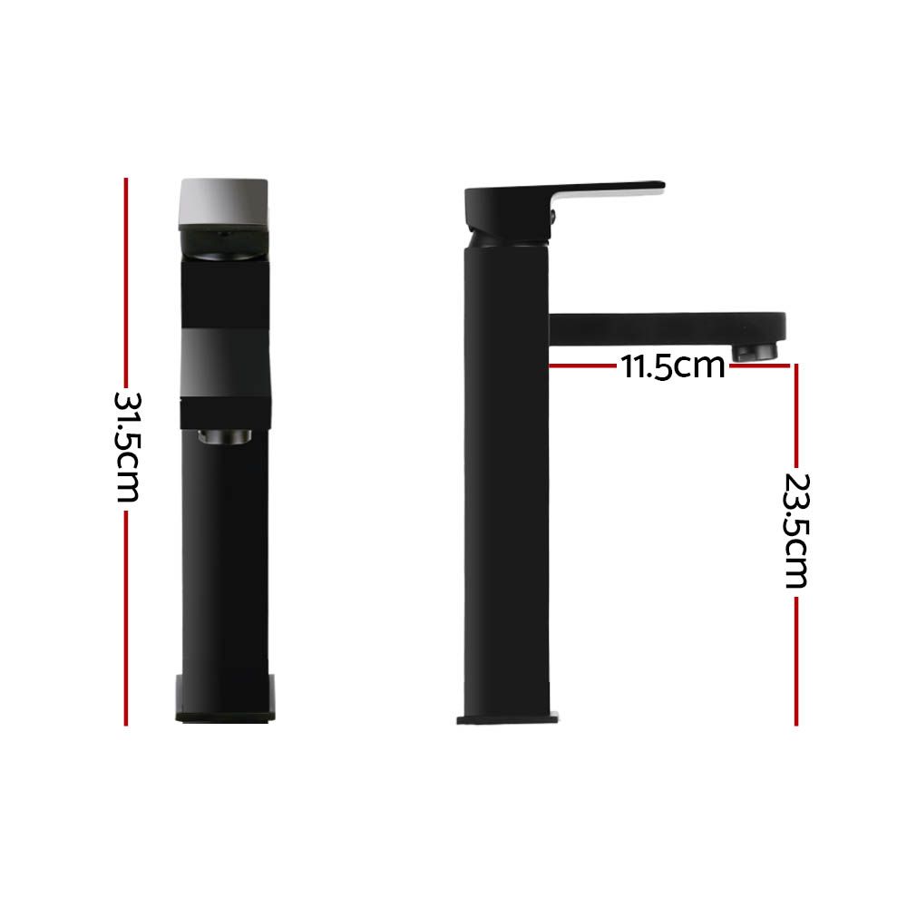 Tall Basin Mixer Tap – Matte Black Square 5‑Star WELS Brass