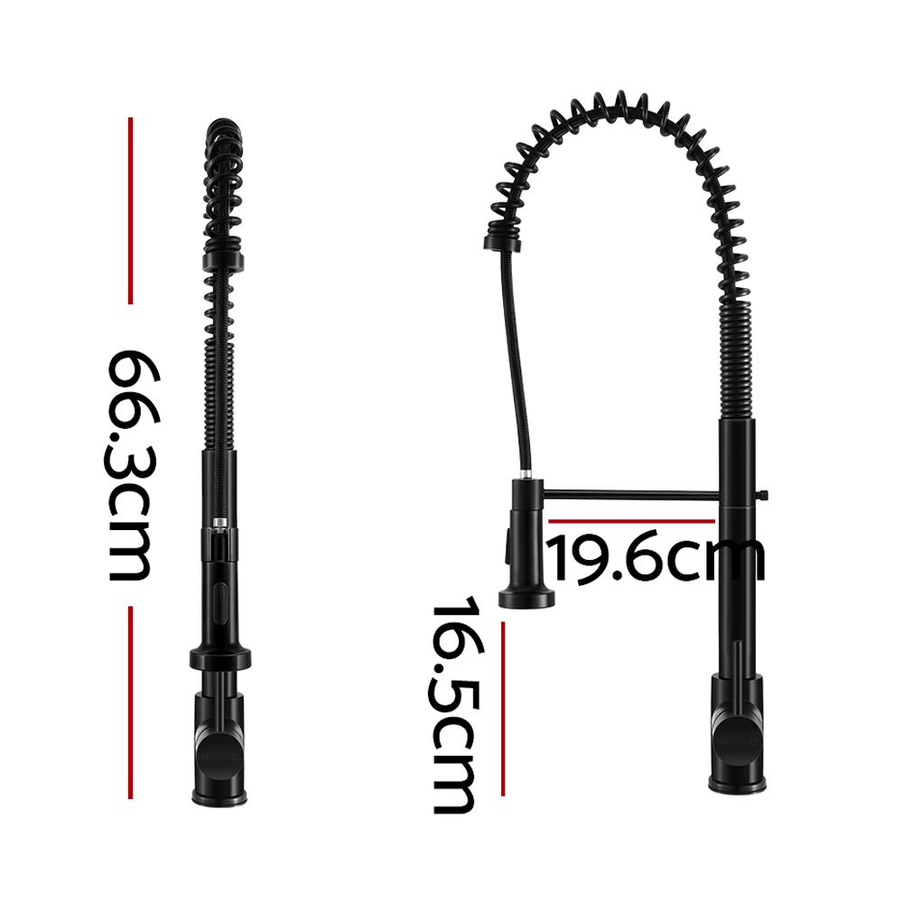 Pull Out Kitchen Mixer Tap Black 360° Swivel Gooseneck Faucet