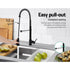 Pull Out Kitchen Mixer Tap Black 360° Swivel Gooseneck Faucet