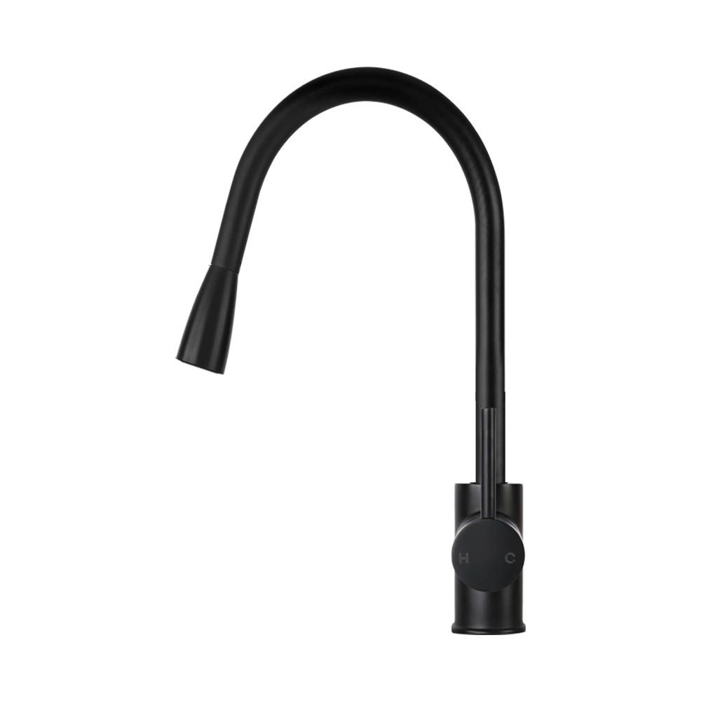Pull‑Out Gooseneck Kitchen Mixer Tap – Black