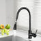 Pull‑Out Gooseneck Kitchen Mixer Tap – Black