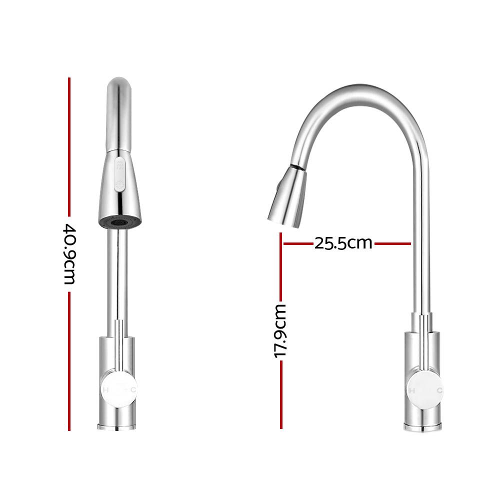 Pull‑Out Gooseneck Kitchen Mixer Tap – Chrome Finish