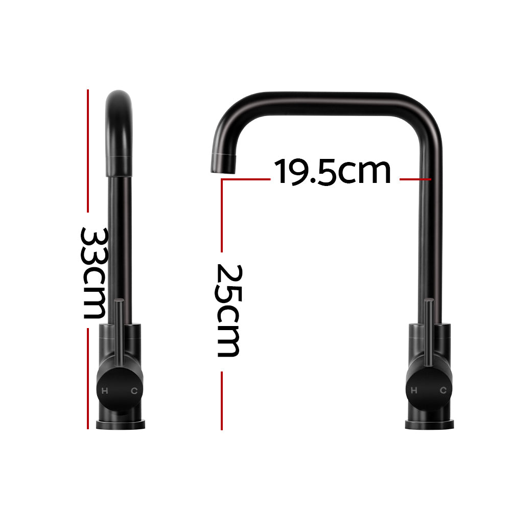 Kitchen Mixer Tap – Matte Black, 360° Swivel, WELS 4‑Star 7L/min, Brass