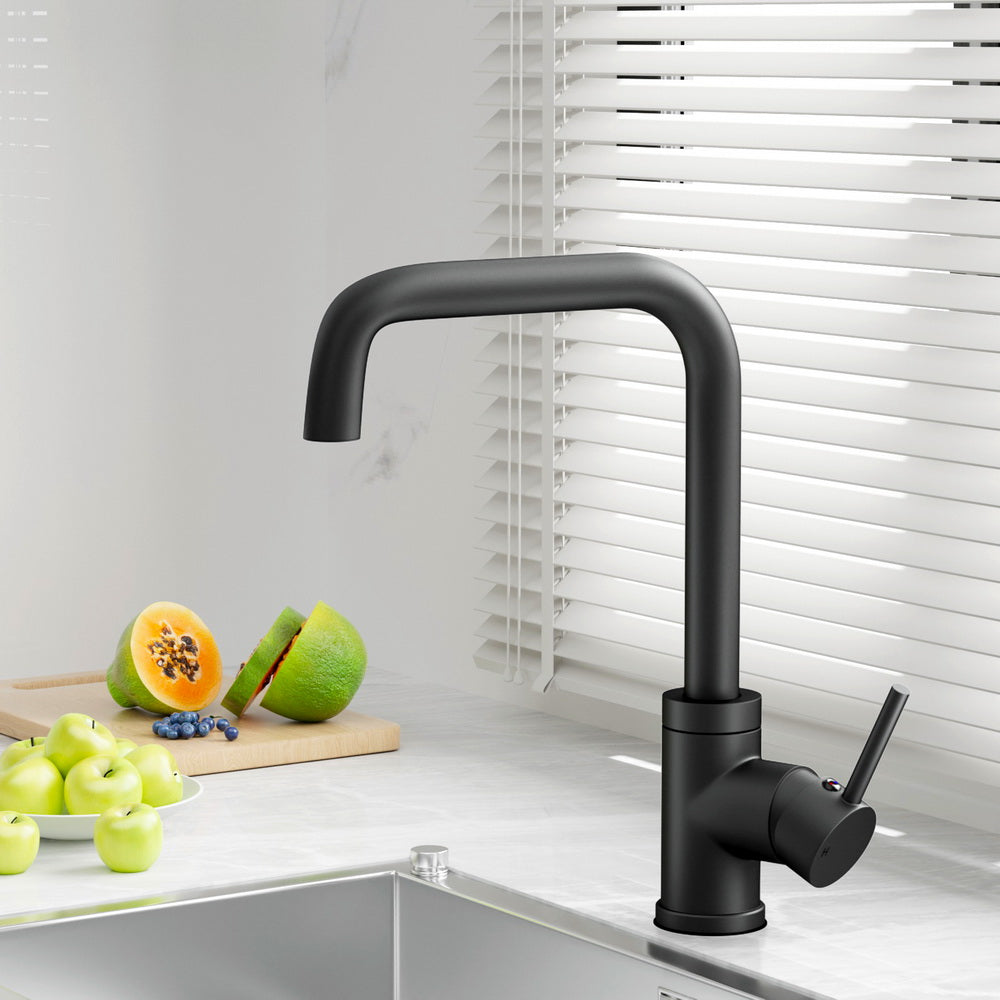 Kitchen Mixer Tap – Matte Black, 360° Swivel, WELS 4‑Star 7L/min, Brass