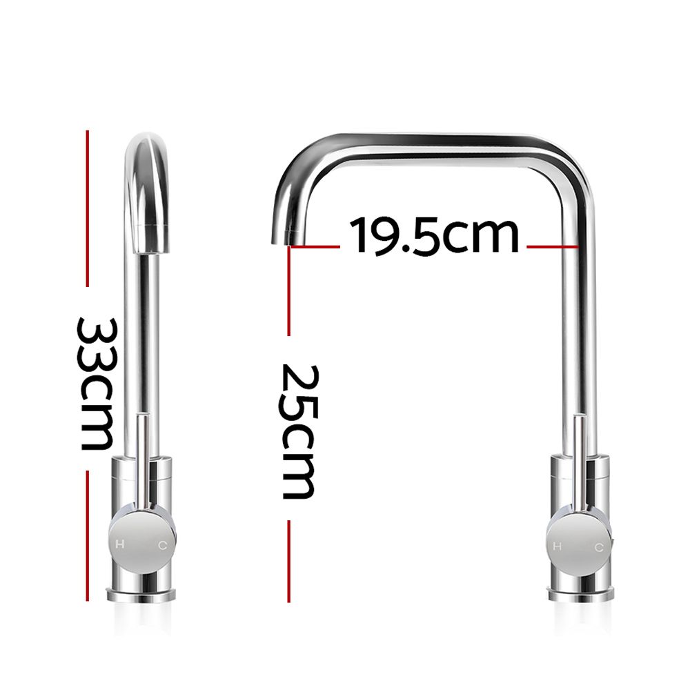 Kitchen Mixer Tap 304 Stainless Steel Swivel Faucet Chrome WELS 4 Star