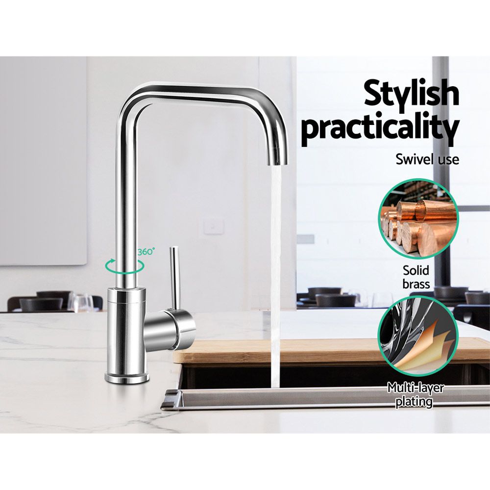 Kitchen Mixer Tap 304 Stainless Steel Swivel Faucet Chrome WELS 4 Star