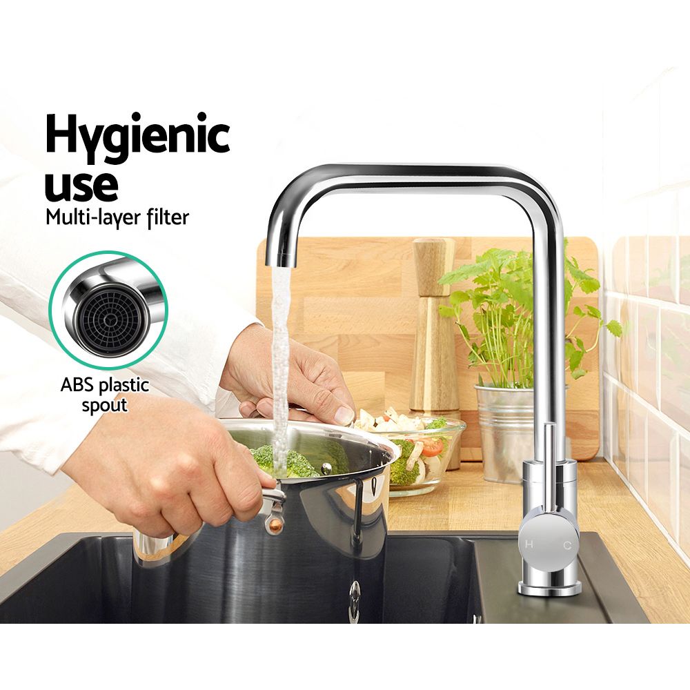 Kitchen Mixer Tap 304 Stainless Steel Swivel Faucet Chrome WELS 4 Star