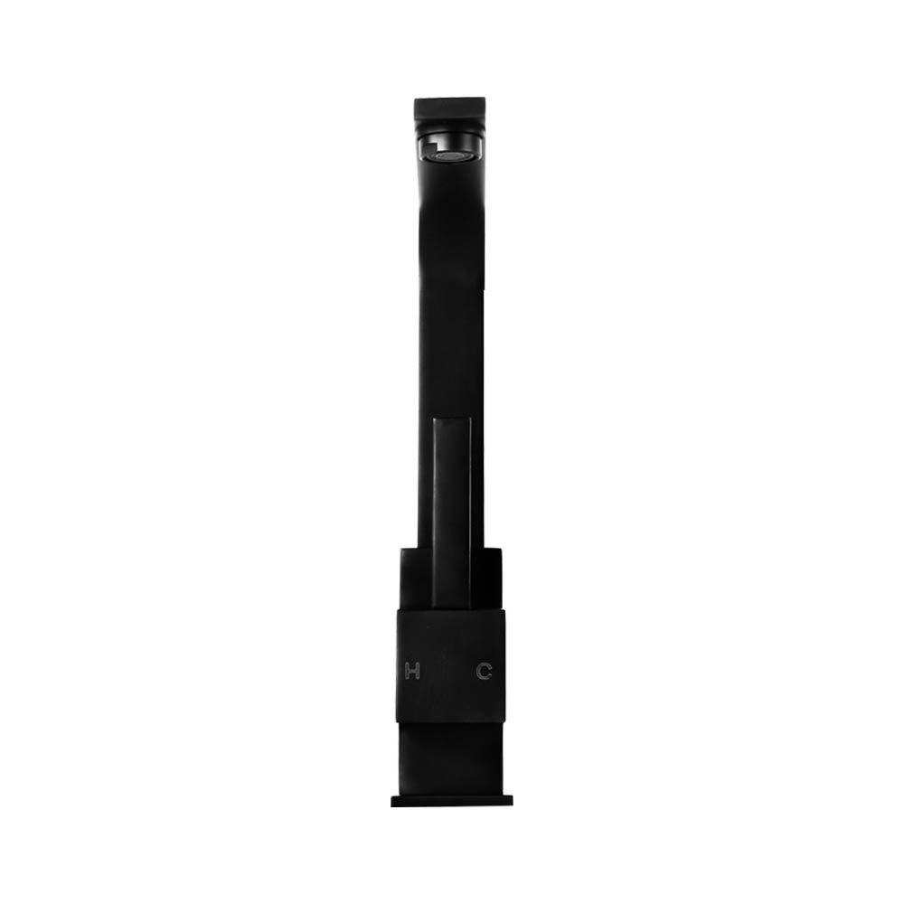 Kitchen Mixer Tap Square Gooseneck Swivel Faucet Matte Black WELS 4 Star