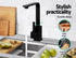 Kitchen Mixer Tap Square Gooseneck Swivel Faucet Matte Black WELS 4 Star