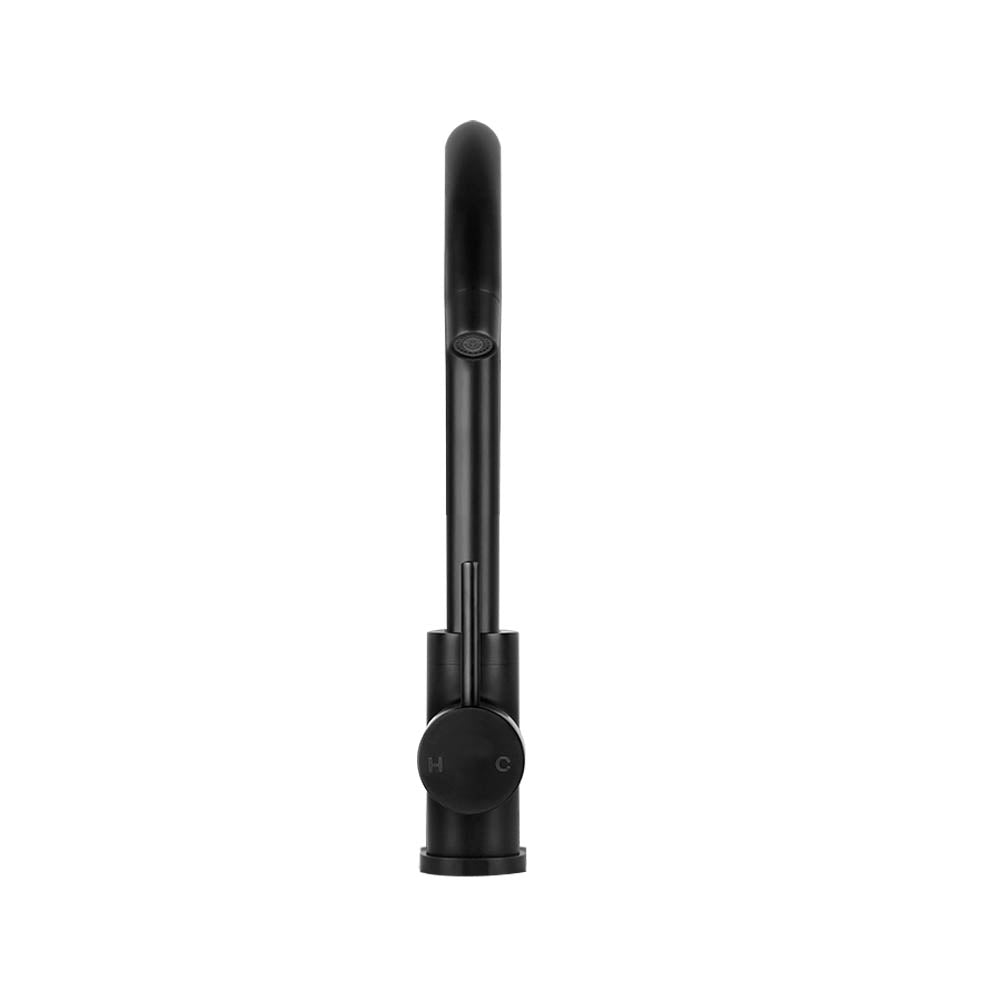 Kitchen Mixer Tap Gooseneck 360° Swivel Brass 4 Star WELS Matte Black