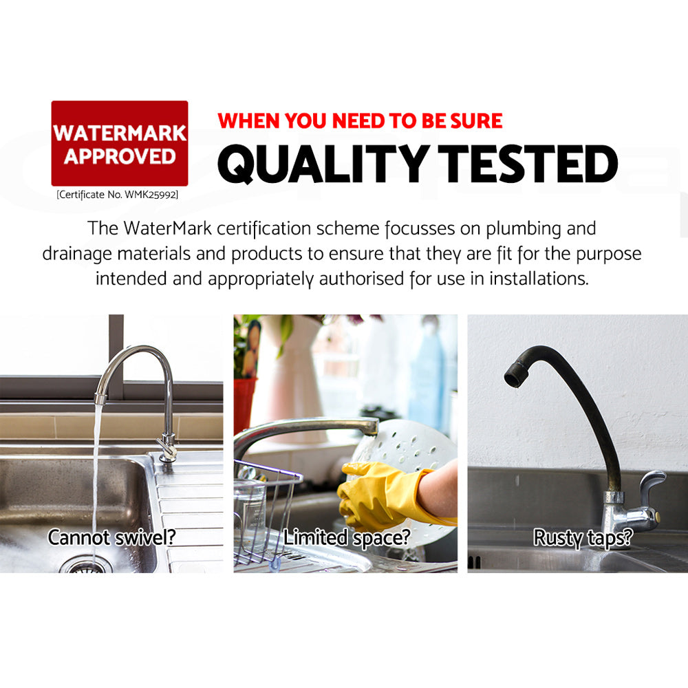 Kitchen Mixer Tap Gooseneck 360° Swivel Brass 4 Star WELS Matte Black