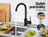 Kitchen Mixer Tap Gooseneck 360° Swivel Brass 4 Star WELS Matte Black