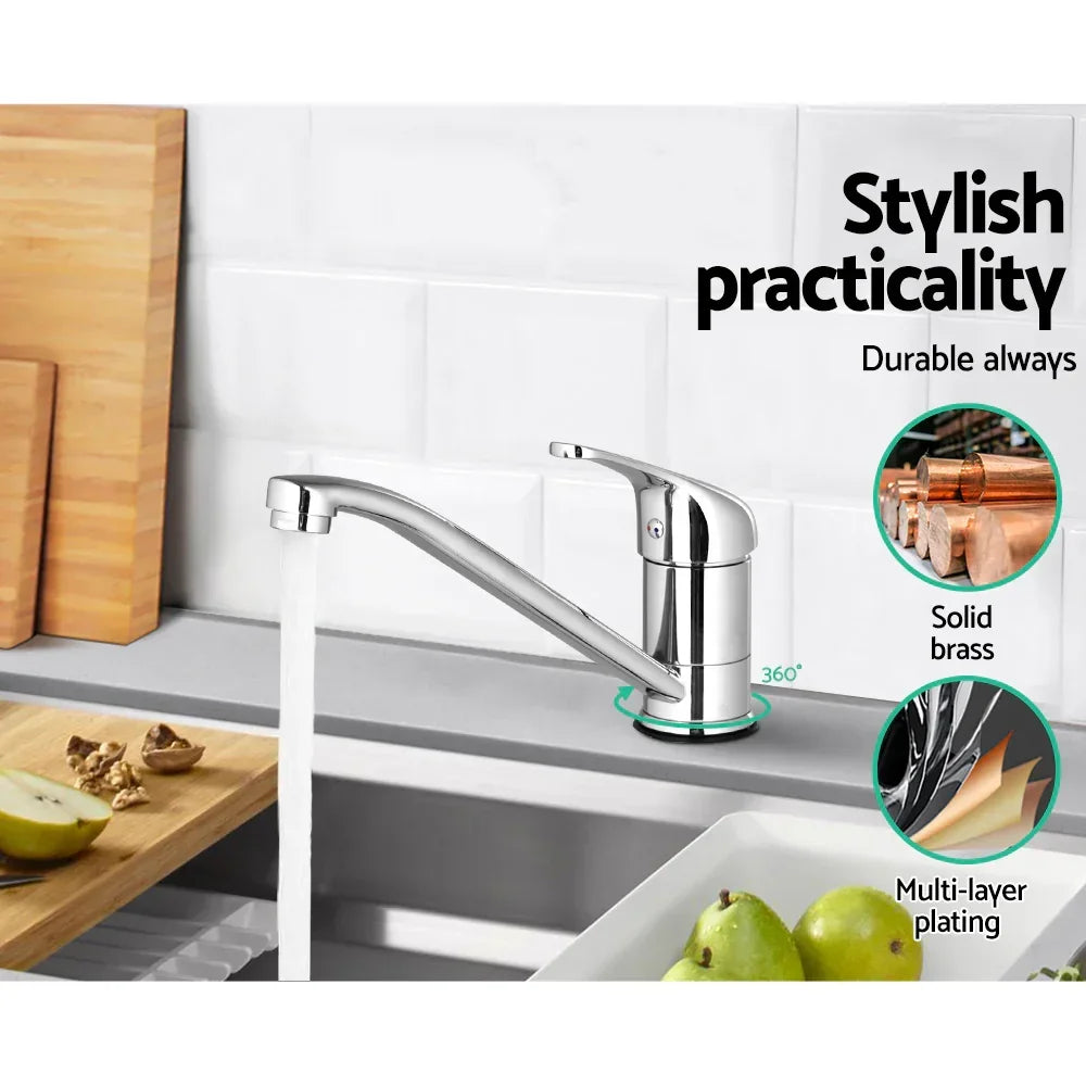 Kitchen Mixer Tap Long Spout 360° Swivel Faucet Chrome WELS 4 Star