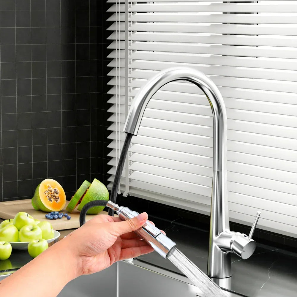 Pull‑Out Mixer Tap – Chrome, WaterMark, WELS 5‑Star 5L/min, 360° Swivel