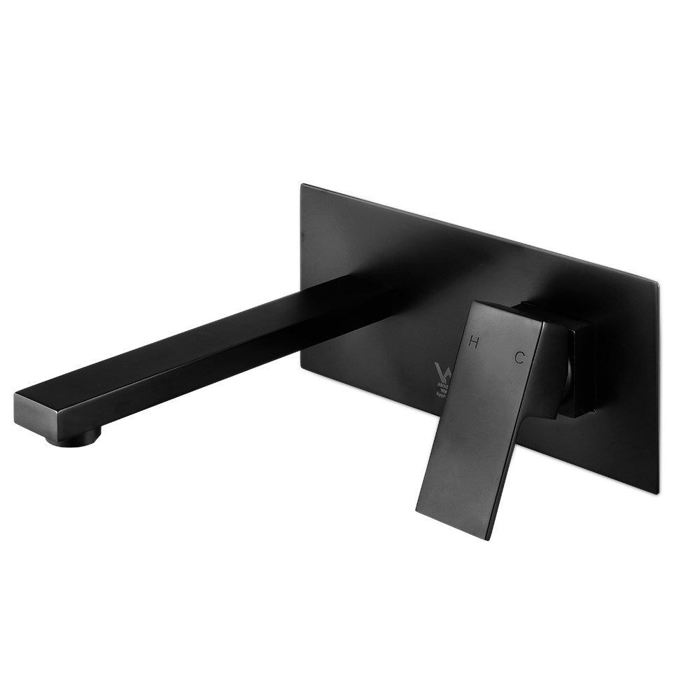 Allegra Matte Black Wall Mixer Tap Brass Bathroom Hot Cold Faucet G1/2