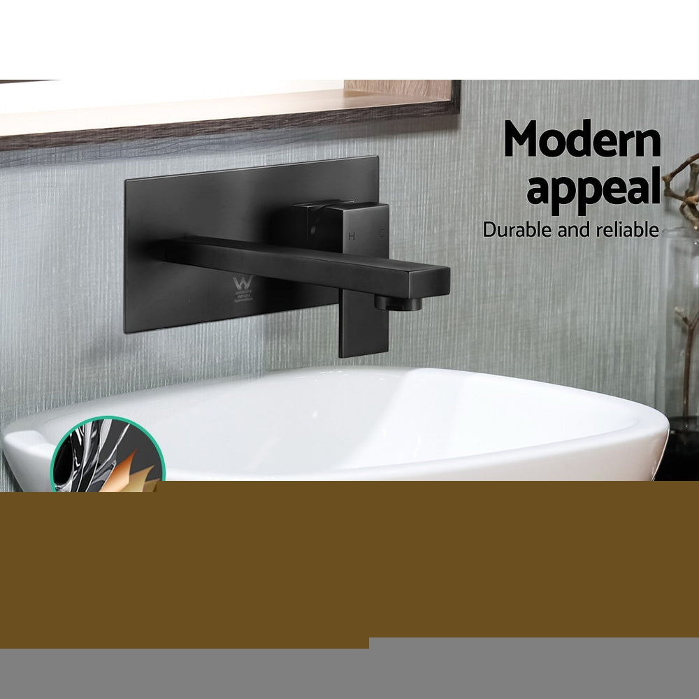 Allegra Matte Black Wall Mixer Tap Brass Bathroom Hot Cold Faucet G1/2