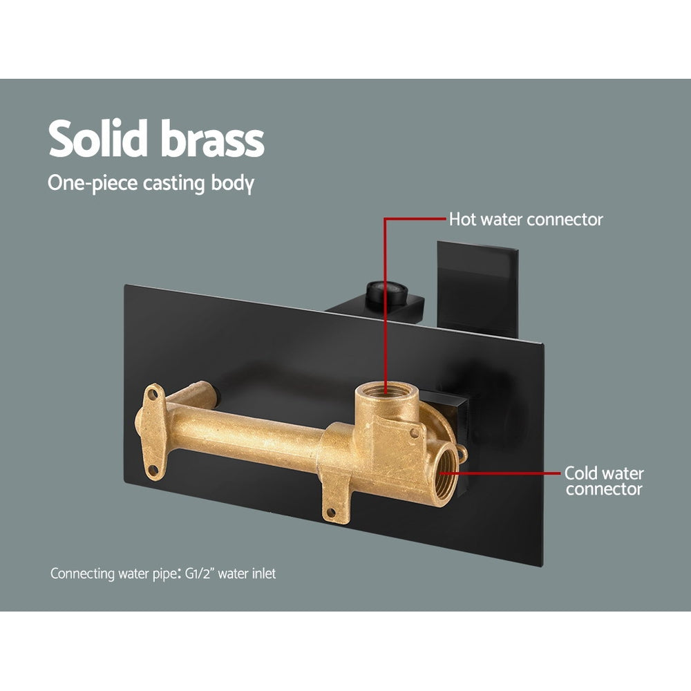 Allegra Matte Black Wall Mixer Tap Brass Bathroom Hot Cold Faucet G1/2