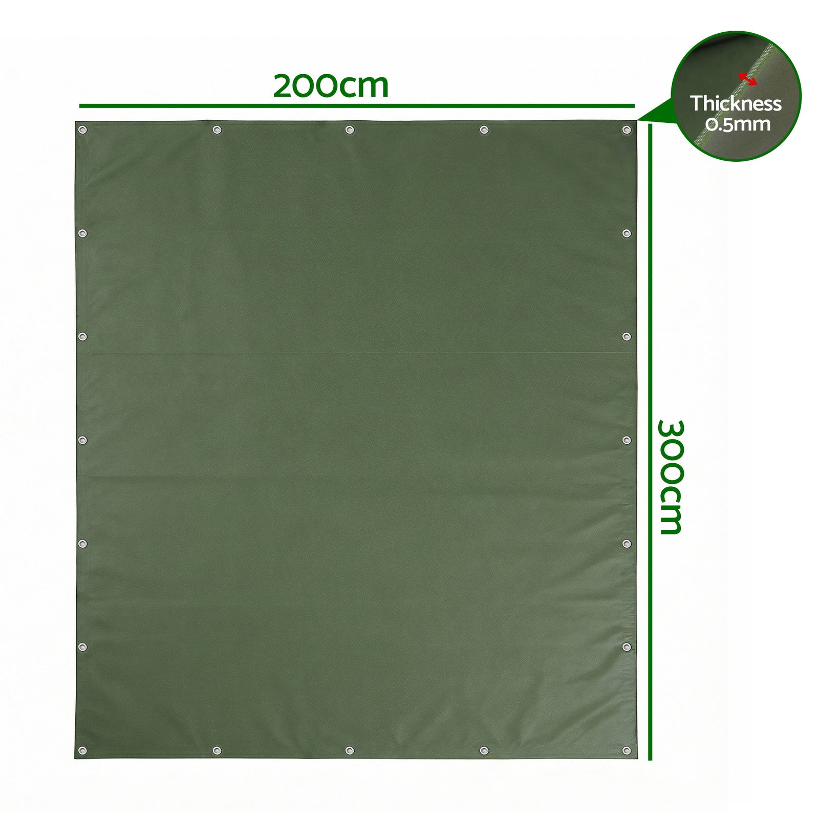 2x3m Tarp Tarpaulin 600GSM Camping Canvas Heavy Duty Water Resistant