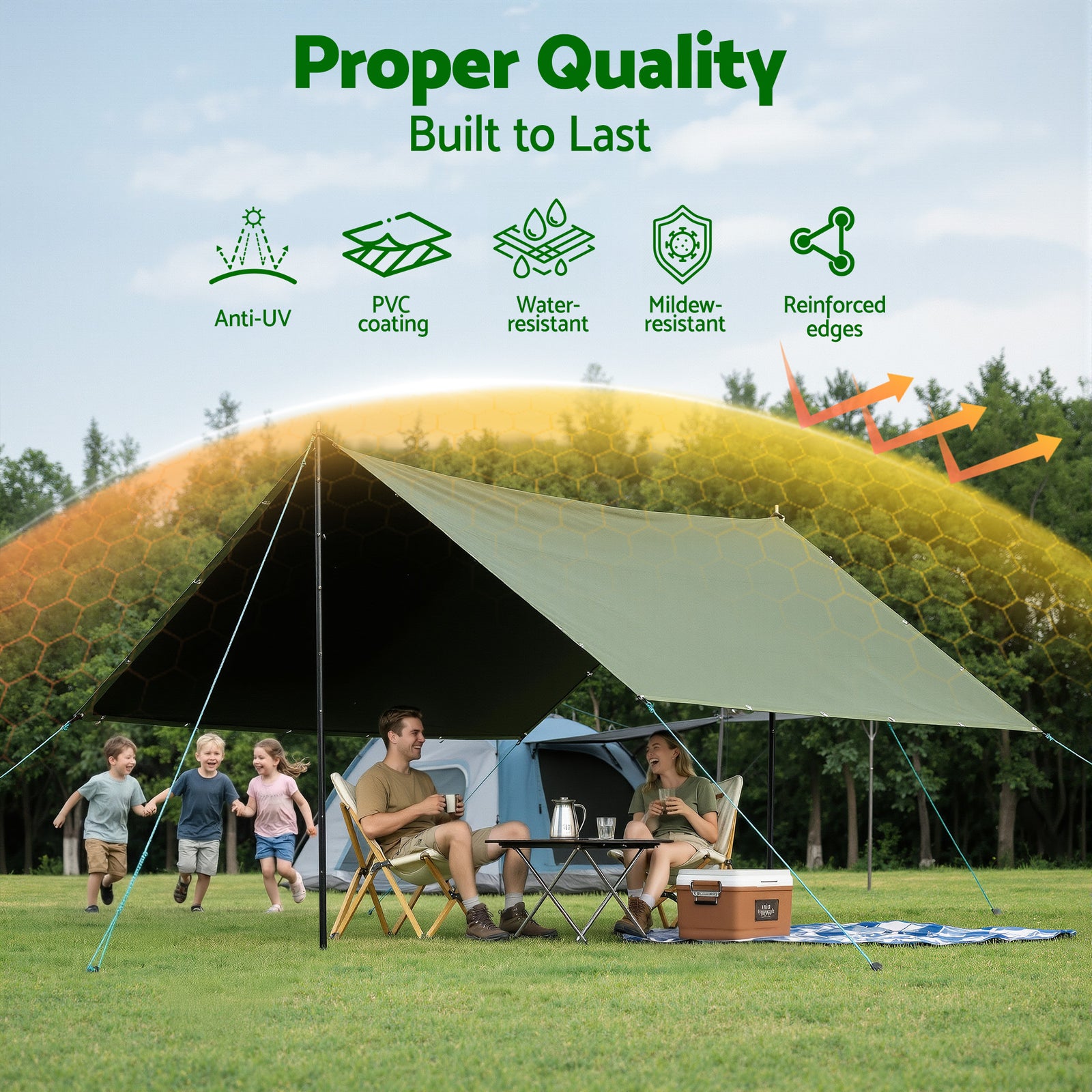 4x6m Tarp Tarpaulin 600GSM Camping Canvas Heavy Duty Water Resistant