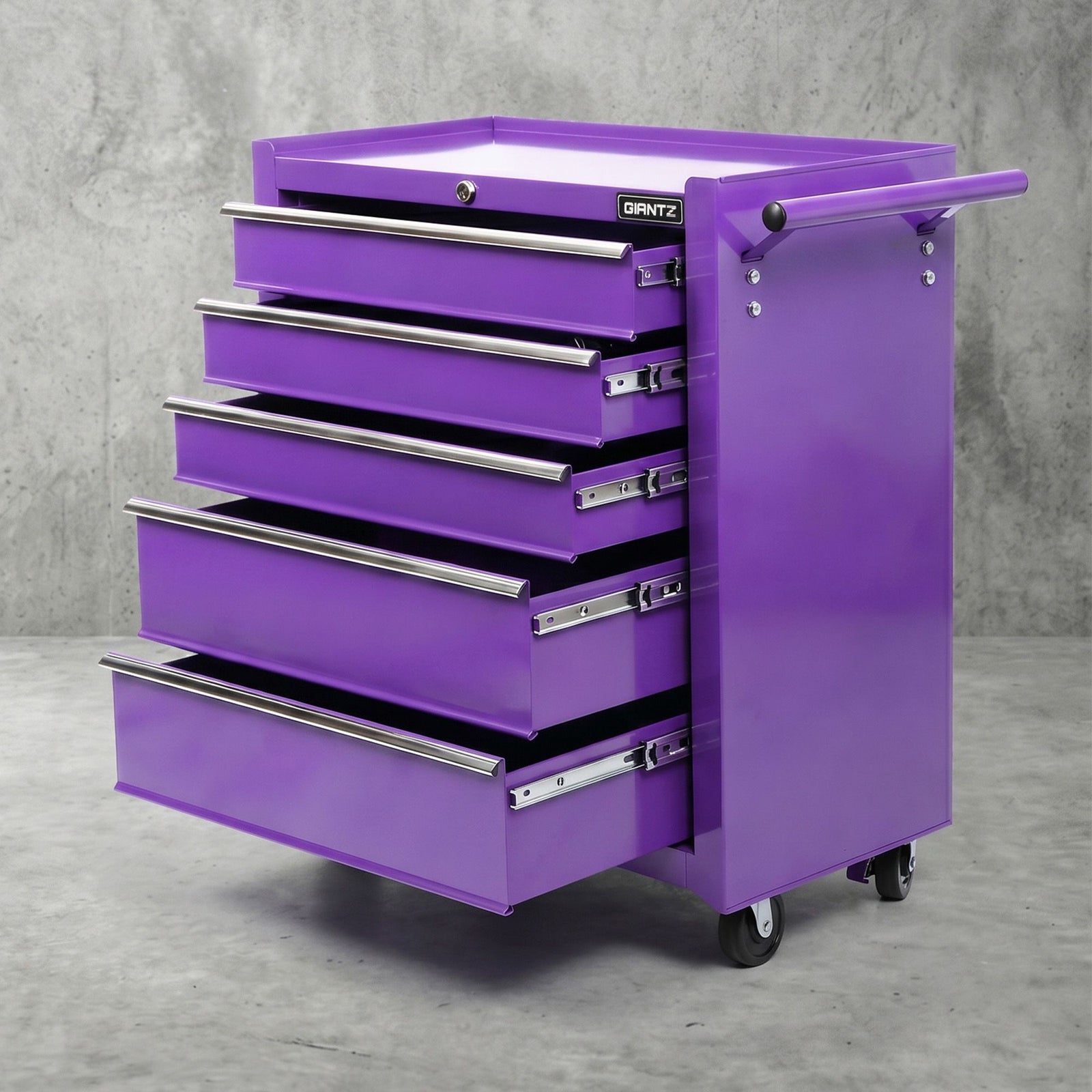 5 Drawer Tool Trolley Steel Storage Cabinet Mobile Workshop Purple