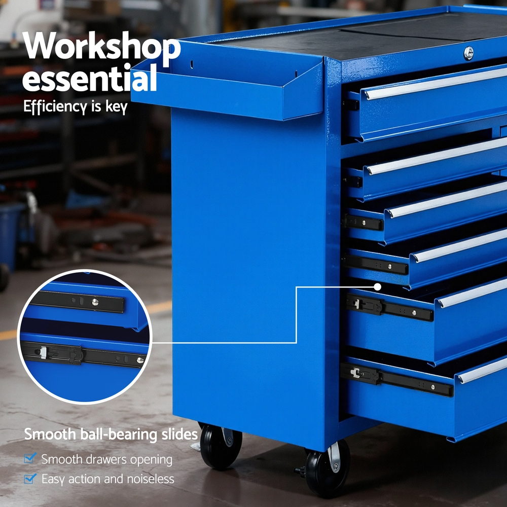 6 Drawer Tool Chest Trolley Cabinet Cart Toolbox Storage Organiser Wheels