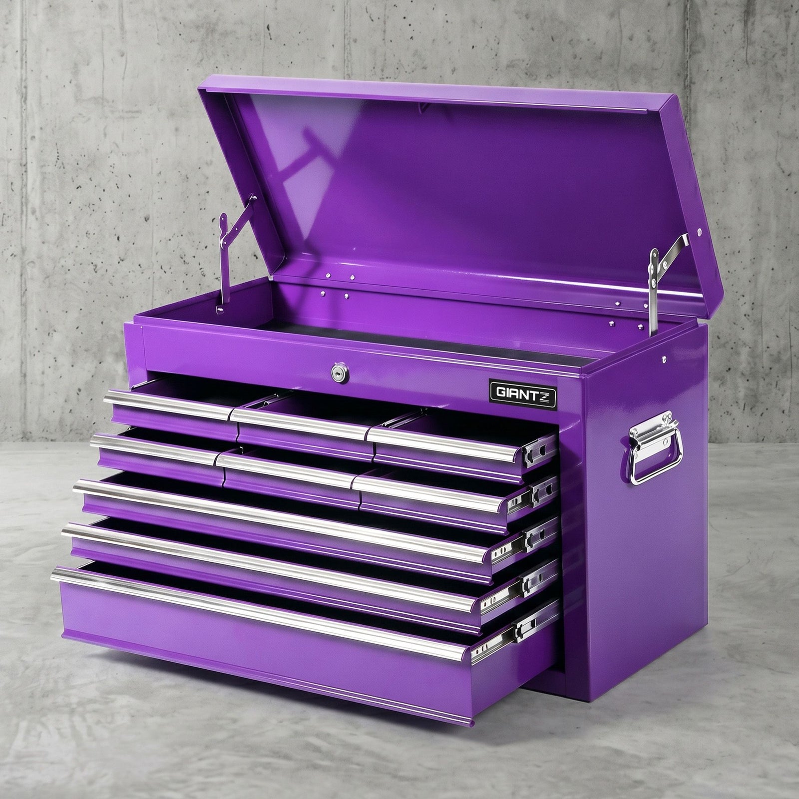 9 Drawer Tool Chest Steel Storage Cabinet Workshop Organizer Purple