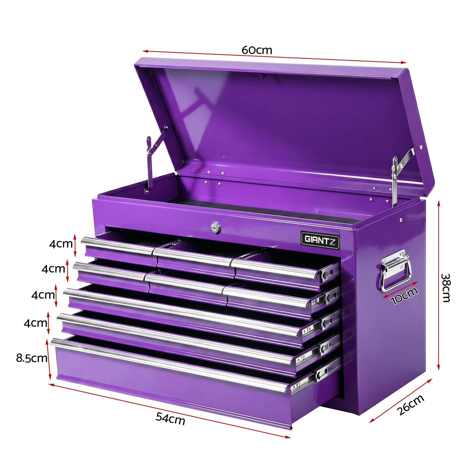 9 Drawer Tool Chest Steel Storage Cabinet Workshop Organizer Purple