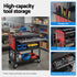 Tool Trolley Cart – Rolling Steel Cabinet w/ Drawer & Pegboard, Black/Red