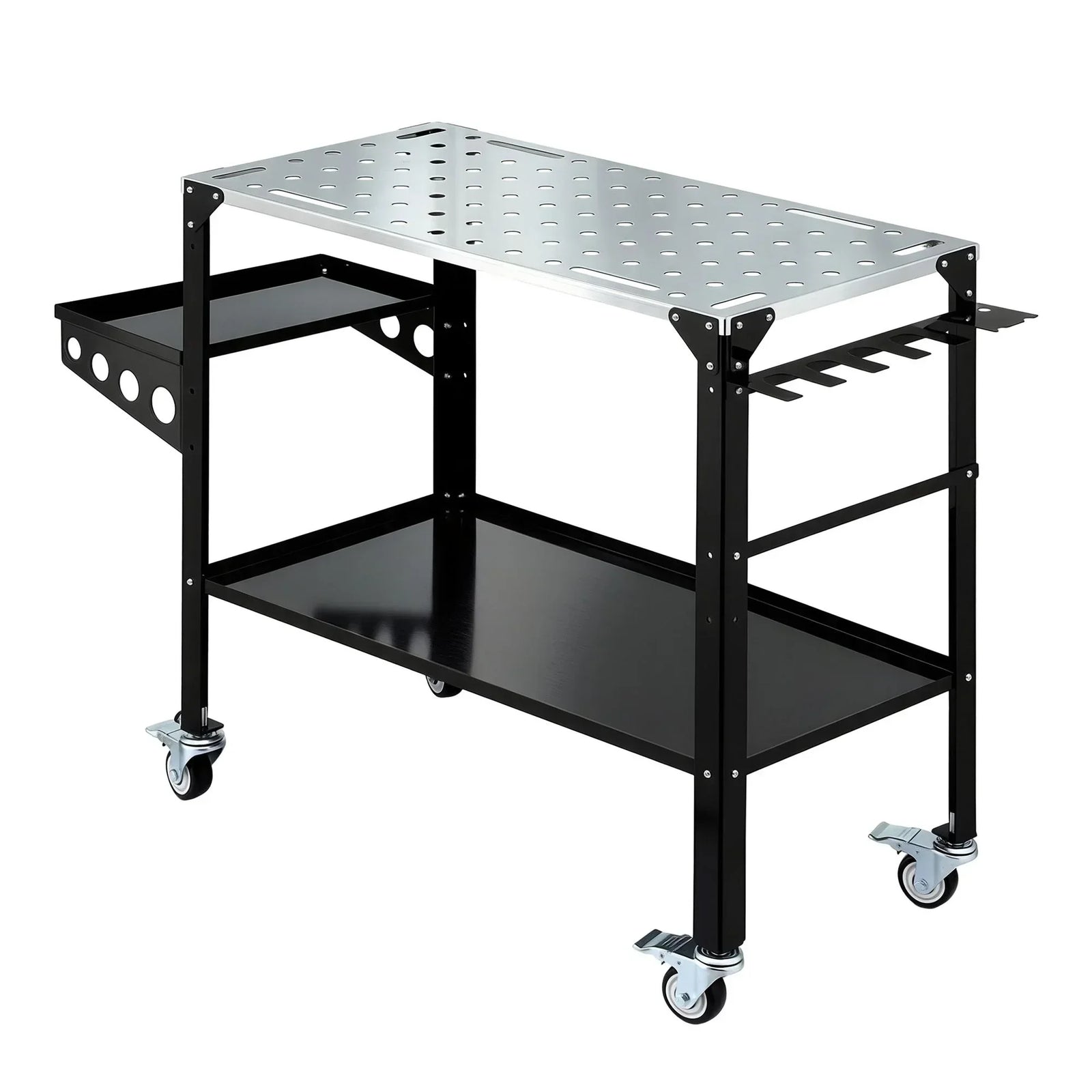 Welding Table Cart with Tool Storage 130KG Capacity Mobile Workstation
