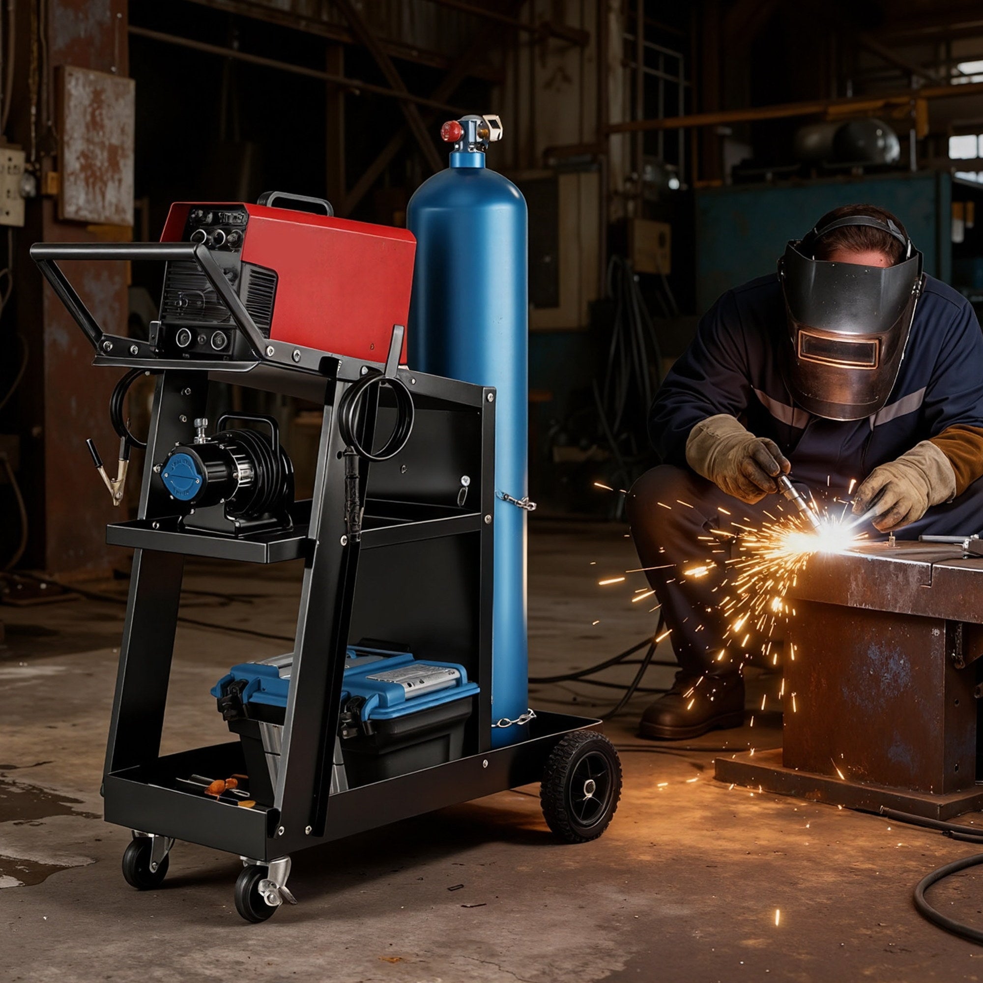 Welding Trolley Cart Welder MIG TIG ARC MMA Welder Plasma Cutter Storage